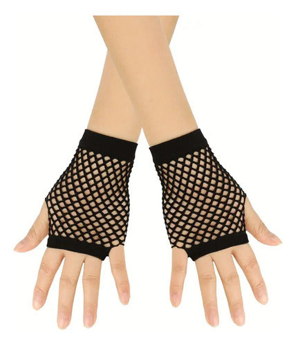 Short Red Fingerless Gloves Retro Costume Party Women's Mitton 6