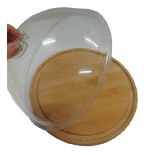 Krea Bamboo Display Plate with Acrylic Dome for Cakes, Cookies, Cheeses 1