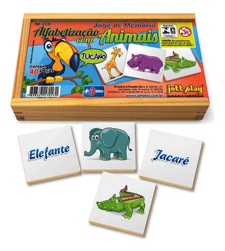 Jogo De Memória Animais 40 Peças Brinquedos Educativos 0