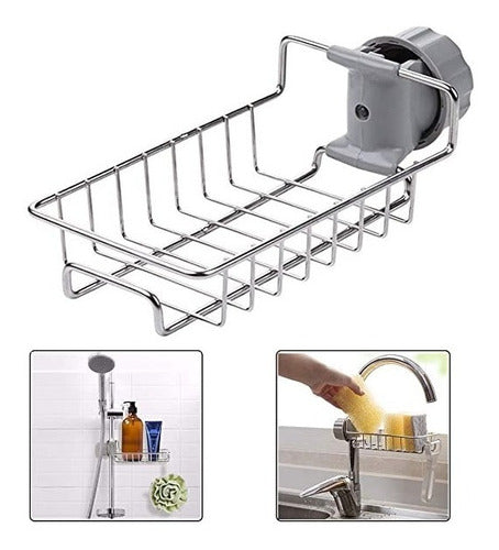 Cesto Organizador Para Grifo Ducha Cocina Acero Inoxidable 0