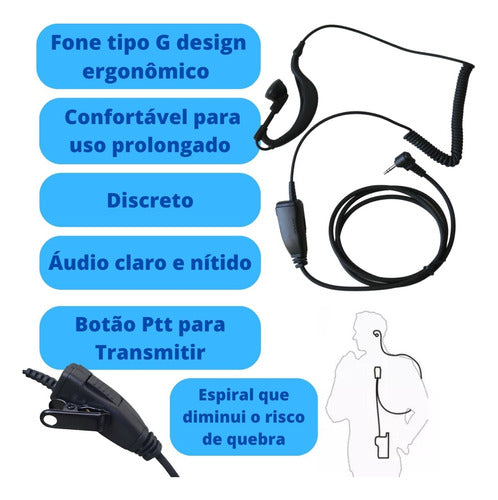 Kit C 10 Fone De Ouvido Mic Espiral Radio Intelbras Rc4002 2