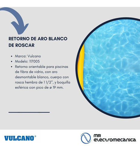 Kit Vulcano Piscina Fibra Vidrio: 3 Retornos + 1 Virola 3