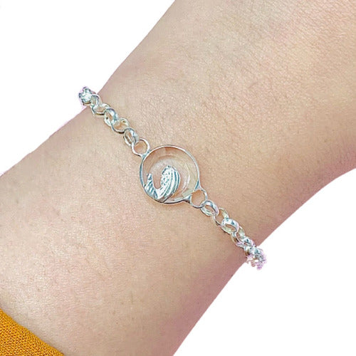 925 Silver Rolo Bracelet with Virgin Girl Charm PS 203-1 0