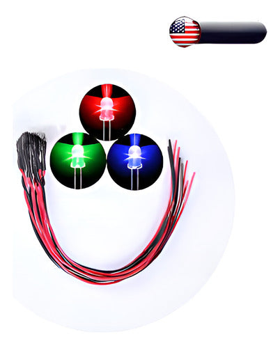 40pcs 5mm Rgb Precableado Flasheo Rapido Agua Clara Luz Dc 9 0