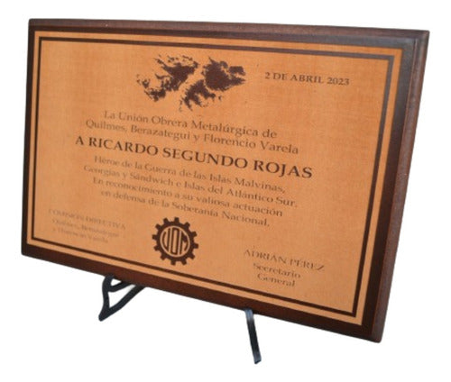 Premio Placa Reconocimiento De Madera 17x12cm. 0