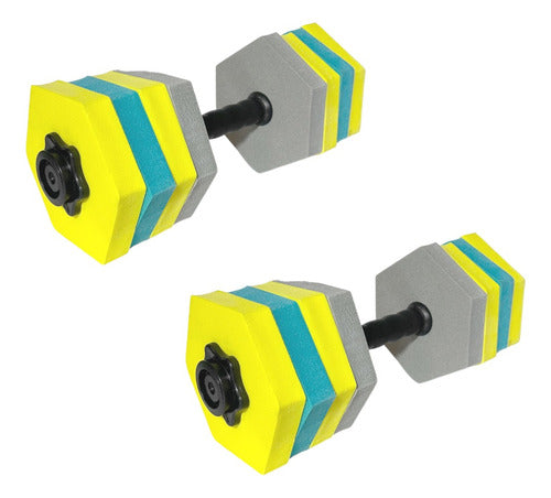 GymTonic Adjustable Dumbbell Set for Aquagym with EVA Foam Discs 0