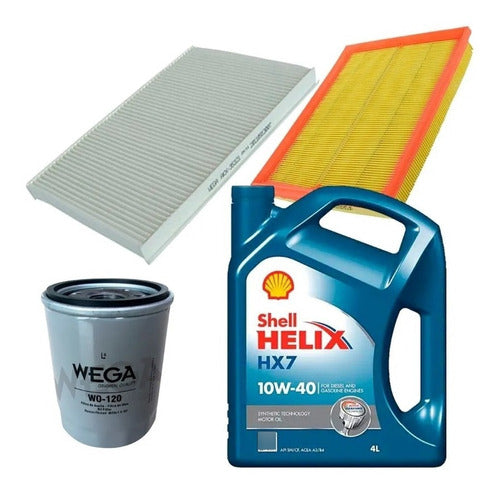 Kit Filtros Wega Y Shell Hx7 10w40 4l Siena Palio 1.4 Fire 0