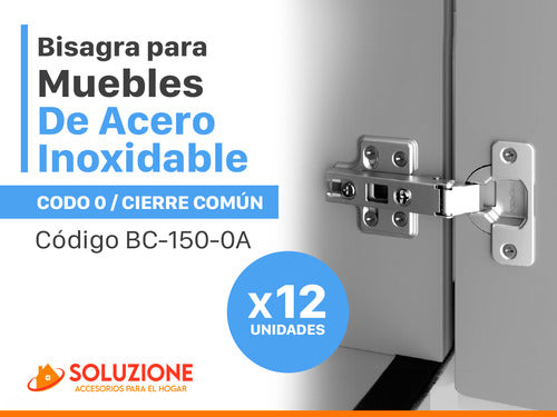 Bisagra 35mm Codo 0 Acero Inoxidable Premium X 12 Unidades 1