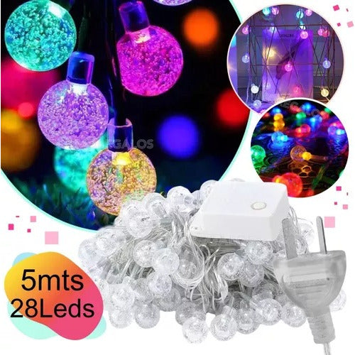 Multicolor LED Ball String Lights 28 Balls 5m Plug A220V 1