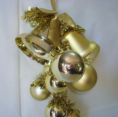 Golden Christmas Cluster Ornament with Hanging Bells 1