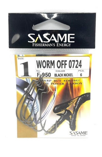 Sasame Anzuelos Worm Offset F-950 N°1 Blister De 6 Unidades 0