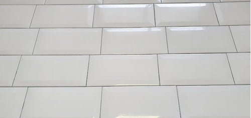 Imported Subway Type White Glossy Beveled Tile 10x20 1