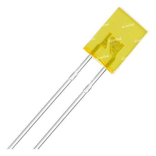LED Rectangular 2x5mm Yellow 5mcd 120º Diffused Pack of 10 0