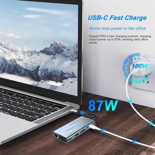 Usb C Hub, Adaptador Usb C 11 En 1 Con 4k Hdmi, Vga, Tipo C 2