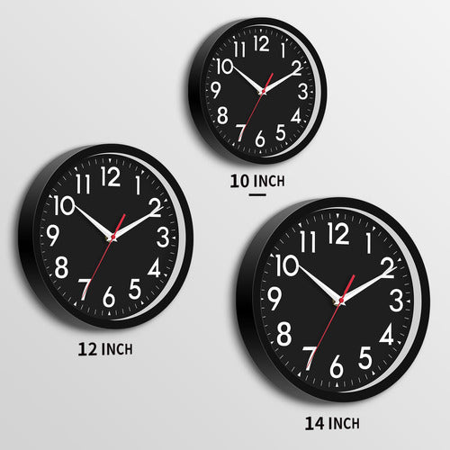 Daxsmy Reloj De Pared Negro, Funciona Con Pilas, Pequeno, 10 1