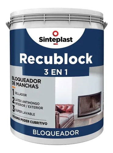 Sinteplast Recublock 3 En 1 Bloqueador Manchas Blanco 4 Lts 0