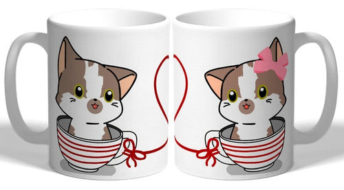 Combo Tazas Parejas Dos Tazas Gatitos De Cerámica 0