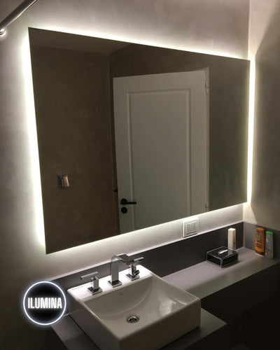 Modern Rectangular LED Lighted Bathroom Wall Mirror 120x70cm 5