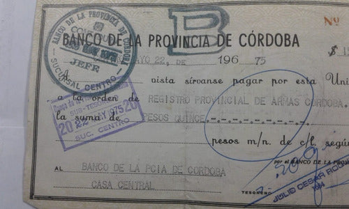 Recibo 785391 Bco.provincia De Cordoba 1975 - Casa Central 1