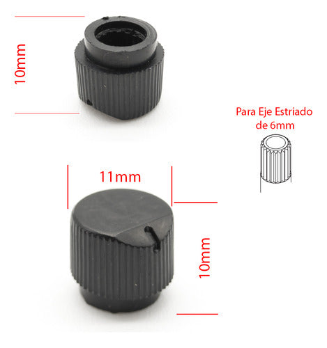 Set of 4 Black Small 11mm Potentiometer Knobs for 6mm Shaft 2