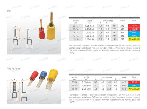 ELUMILED 50 Pre-insulated Pin Terminals Yellow C1 2.6-6.5mm2 1