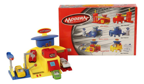 Superfast Children's Garage Car Track + 4 Cars 0