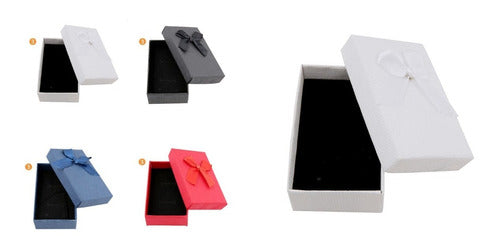 Set of 12 Cardboard Jewelry Boxes with Ribbon Medium 5x8 cm 5