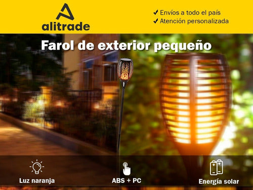 Alitrade Farol Solar Exterior Led Fuego Calida Aplique Pared Jardin 1