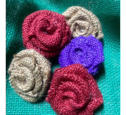 Pack of 5 Burlap Flowers 8