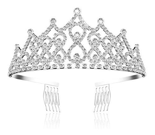 Corona De Tiara De Diamantes De Imitacion De Frcolor Con Pe 0