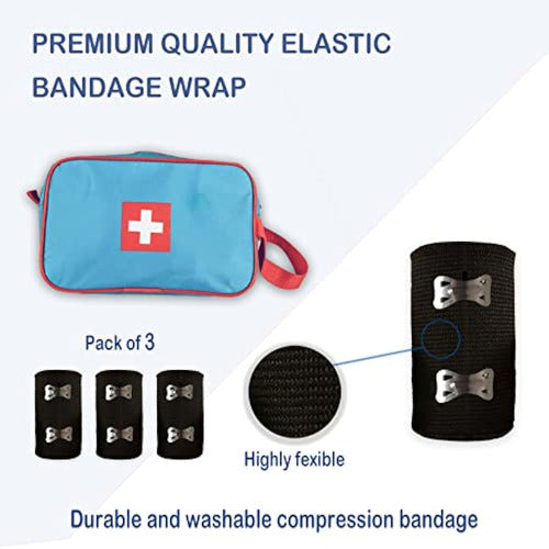 Elastic Bandage with Closure Clips, Comfortable Mixed Colors Design - Pack of 3 1