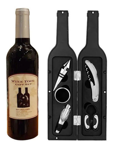 Set 5 Accesorios De Vino Estuche En Forma De Botella 0