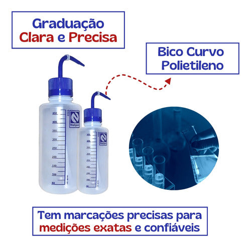 Pisseta Plástica Graduada Nalgon De 500ml De Bico Curvo Copo 5