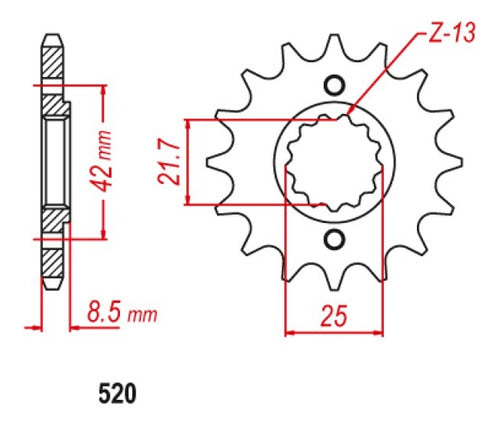 TENGAí Piñon Para Kawasaki KLR 650 15 Dientes (520) 1