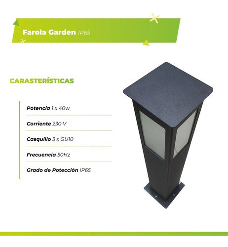 Garden 1 Light Exterior Lantern 60cm Cast Iron Black IP65 4