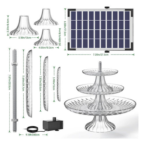 Aisitin 3 Baño De Pájaro Escalonado Con Bomba Solar De 5.5w, 3