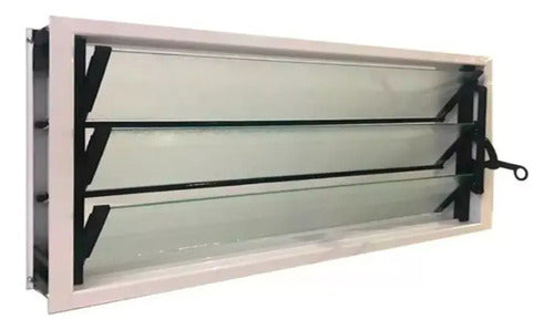 40x36 Glass Louvre Ventilator with Grill and Mosquito Net Aluminum 0