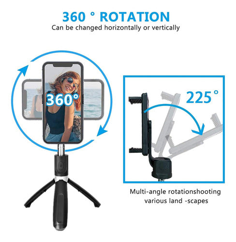 USTINE Trípode Selfie Stick, Bluetooth Selfie Stick Extensible Con 3