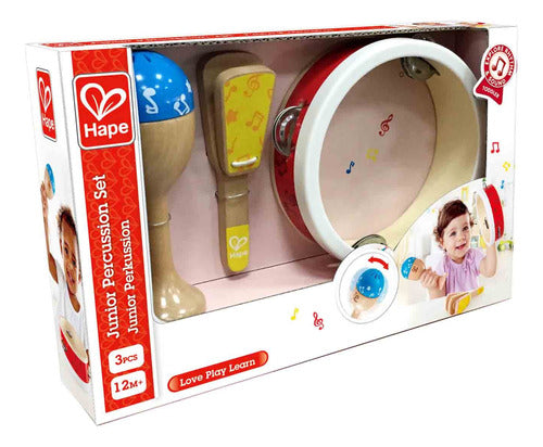 Hape Percussion Set: Tambourine, Maraca, Castanets Toy 7