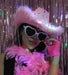 Cowboy Cowgirl LED Light-Up Hat with Feathers and Crown - White or Pink 13