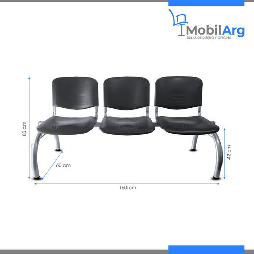 Mobilarg Tandem X3 Waiting Room Chair - Grey Metal Frame 2