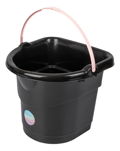 Square Black Bucket with Pink Handle by Crom 0