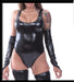 Vinyl Stickered Stretch Body Suit + Thigh-High Stockings 2