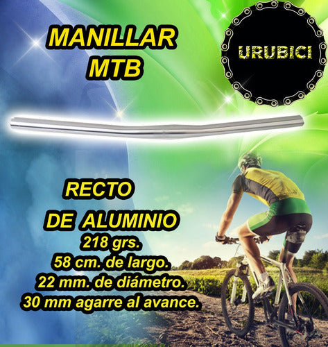 Taiwan Straight Aluminum MTB Handlebar 58.5 Cm (25.4) 1