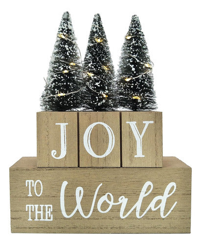 Eternhome Christmas Tree Wooden Block LED Lighting Joy To The World 0