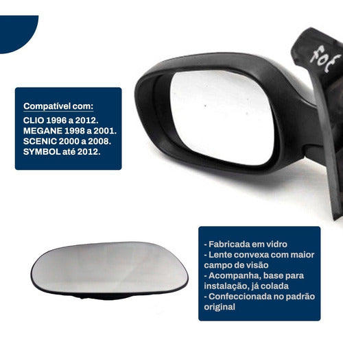 Lente Com Base Retrovisor Renault Clio 2002/2010 11 Esquerdo 5