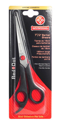 Mundial Red Dot Micro-Serrated Barber Shop Cutting Scissors 7 1/2'' 663 0