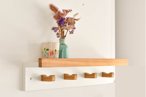 Puerta del Sol Nordic Wall Coat Rack with Shelf Jota 60cm Solid Wood 3