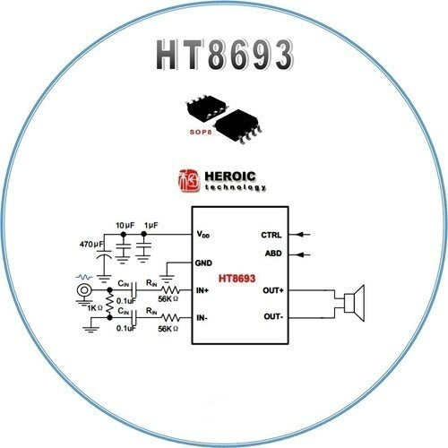 Jiaxing Heroic Elec Tech Amplificador Clase Ab/d Ht8693sp Ht8693 Sop-8 X3 Unidades 2