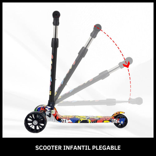 Folding 3-Wheel Kids Scooter with Lights, Adjustable Height 56